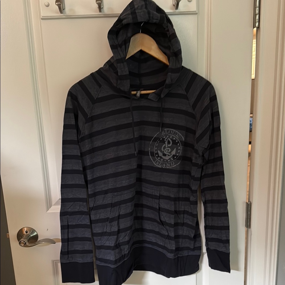 MV Sport Black and Gray Striped Hoodie